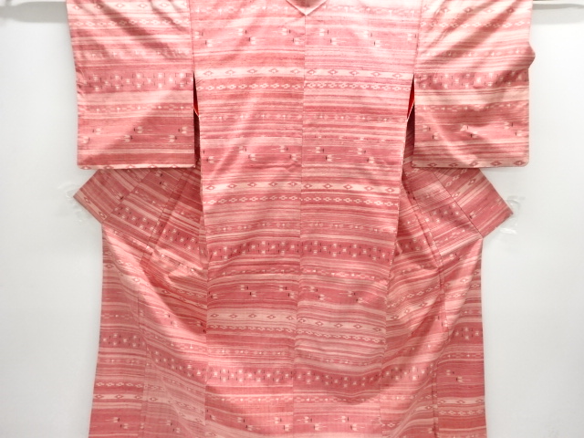 JAPANESE KIMONO / ANTIQUE KIMONO / SILK / TSUMUGI / WOVEN KASURI PATTERN